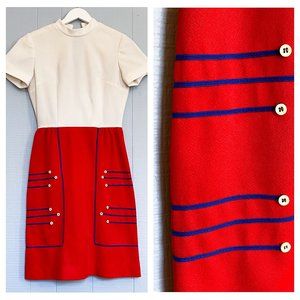 VINTAGE Early 1970’s Dress Red White & Blue